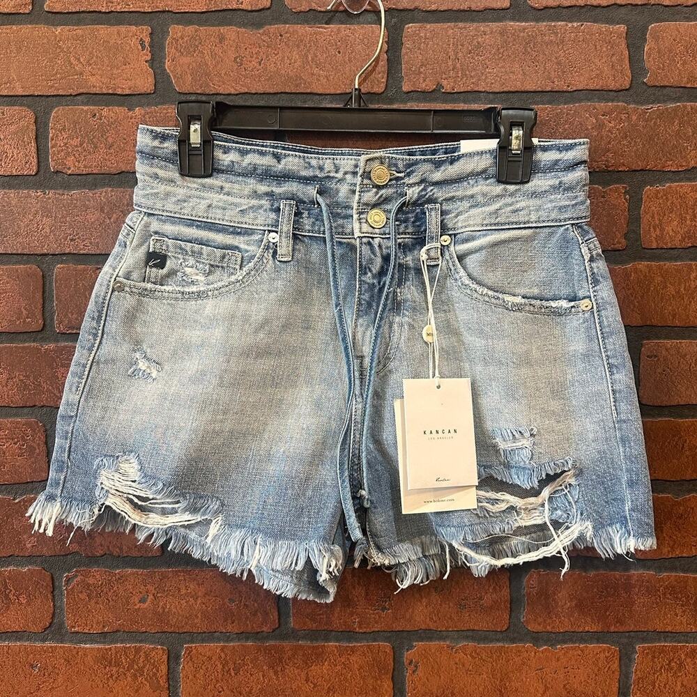 KanCan Light Wash High-Waisted Denim Shorts M NWT Boho Festival Style
